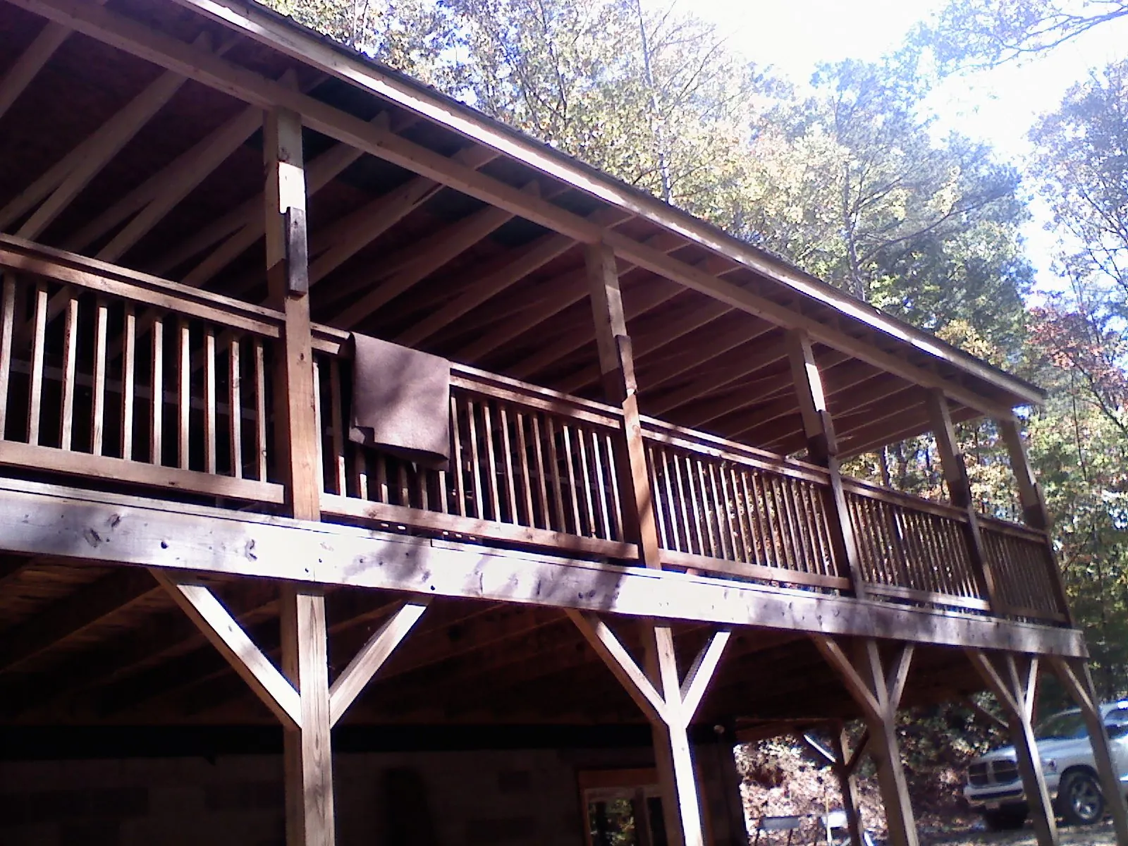 Timber framing under a new elevated porch and deck — Roof Leak Repair in Willow Grove by Roofing Brothers